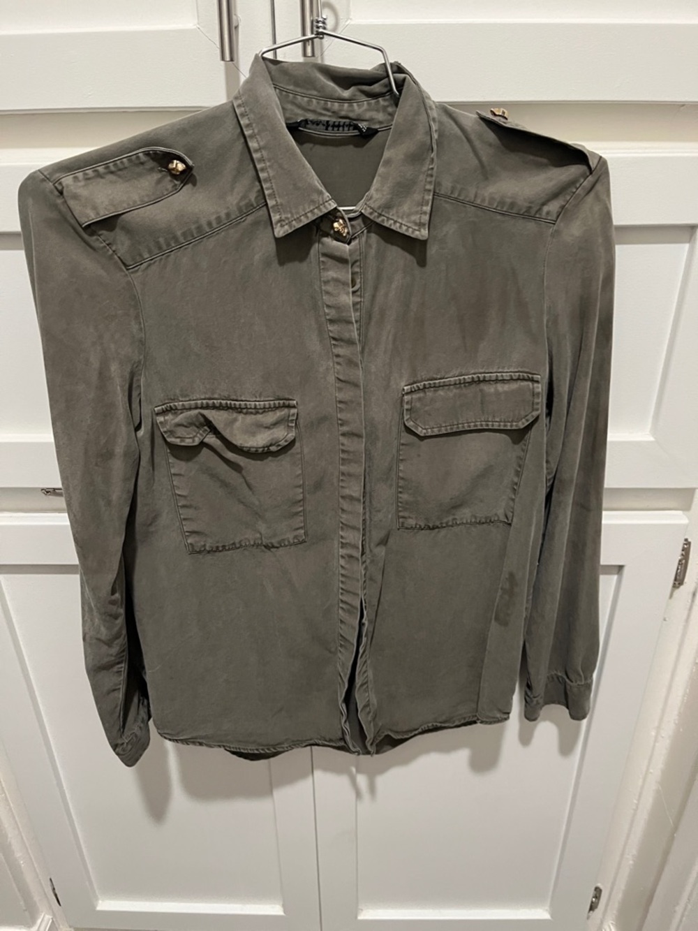 Zara Olive Green Utility Shirt Jacket